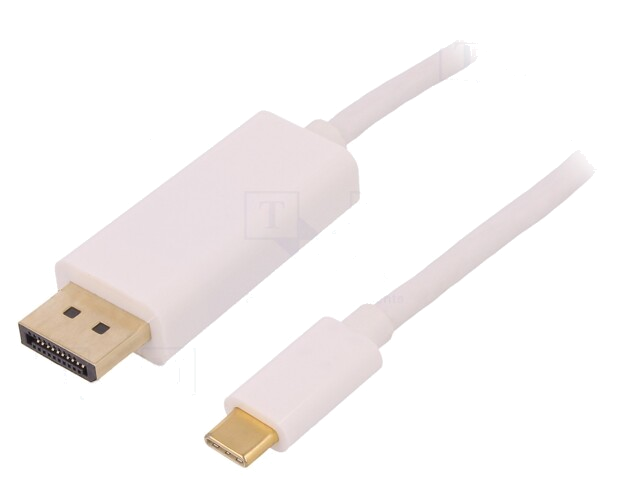 Adapter; DisplayPort 1.2,HDCP,USB 3.1; 1m; wit Adapter; DisplayPort 1.2,HDCP,USB 3.1; 1m; wit